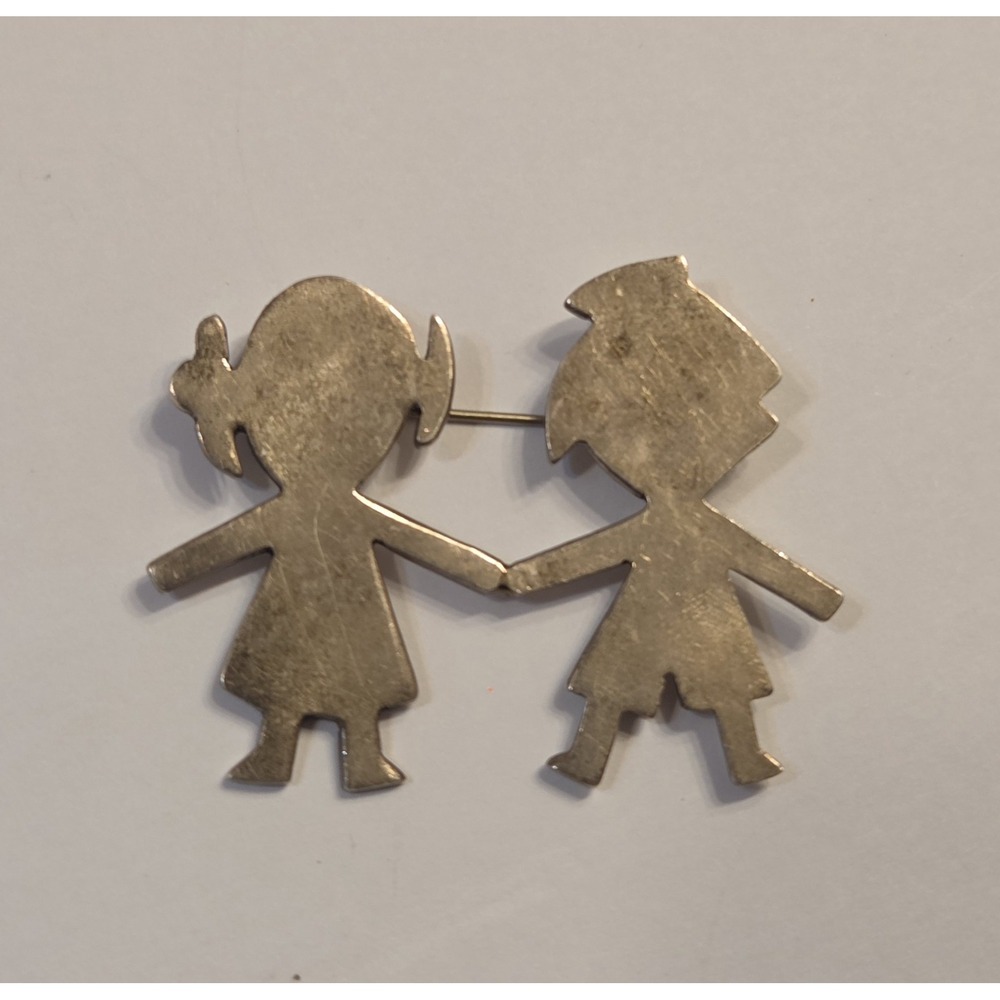 Vintage Sterling Silver Taxco Boy & Girl Son & Daughter Brooch Pin 925 Signed